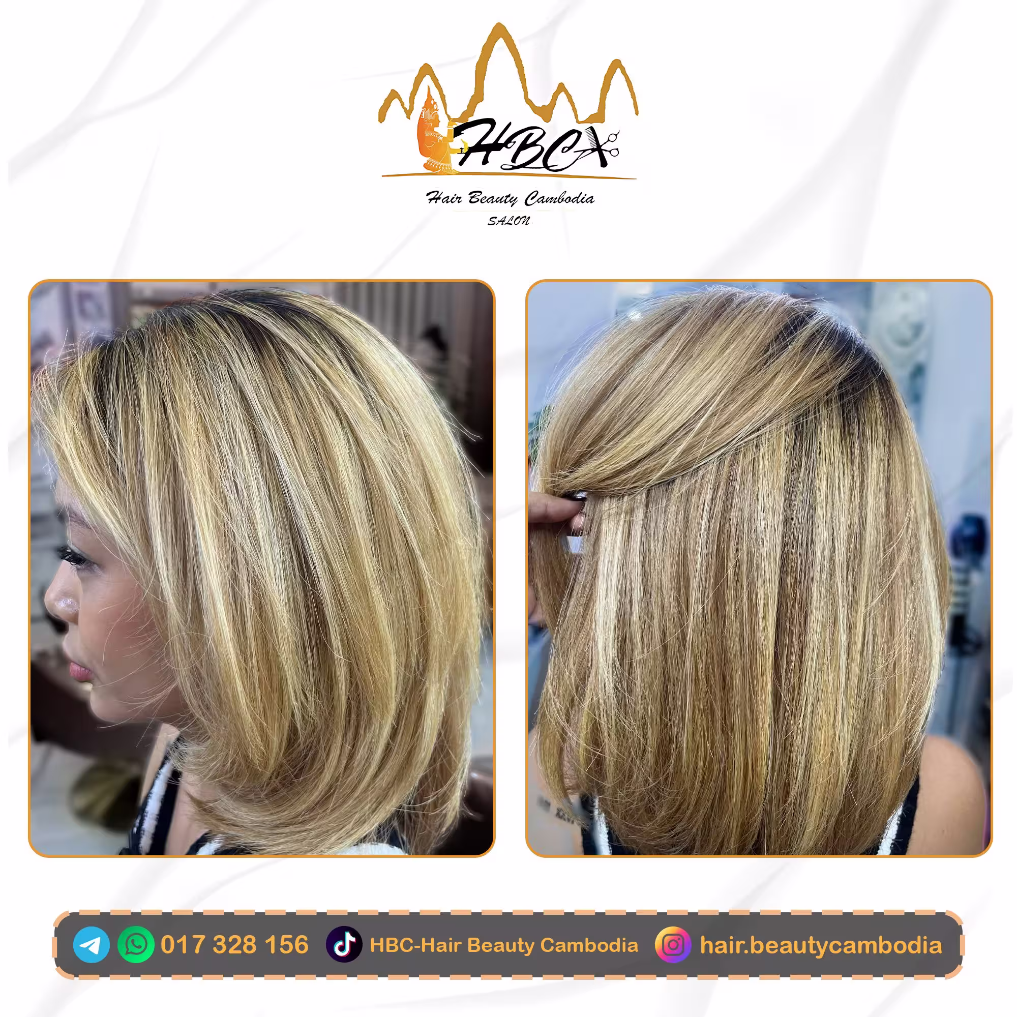 Professional silver metallic hair dye and technical styling in Phnom Penh.